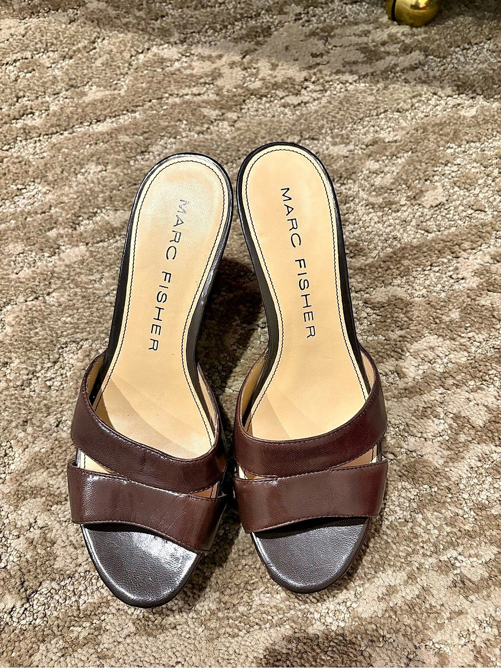 Marc Fisher Brown Slide Mules Like New